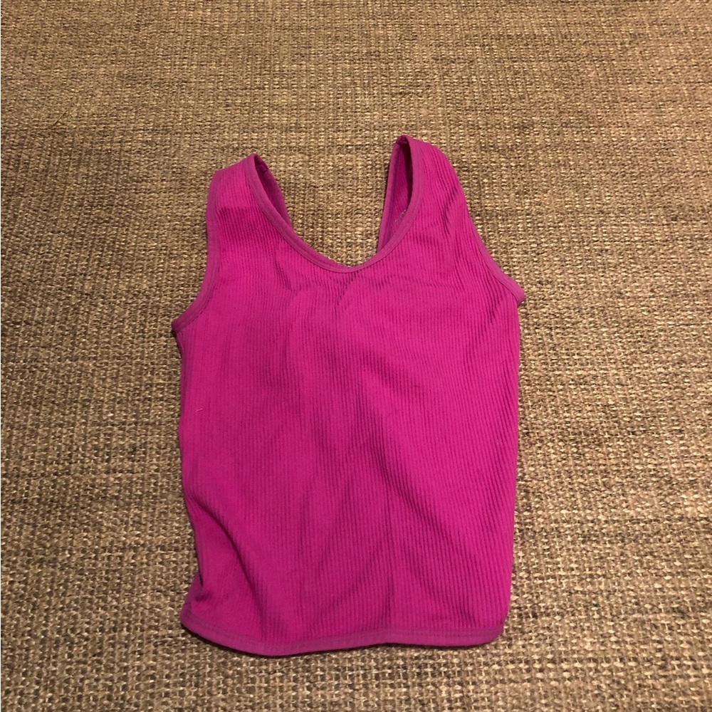 Pink ribbed tank top
